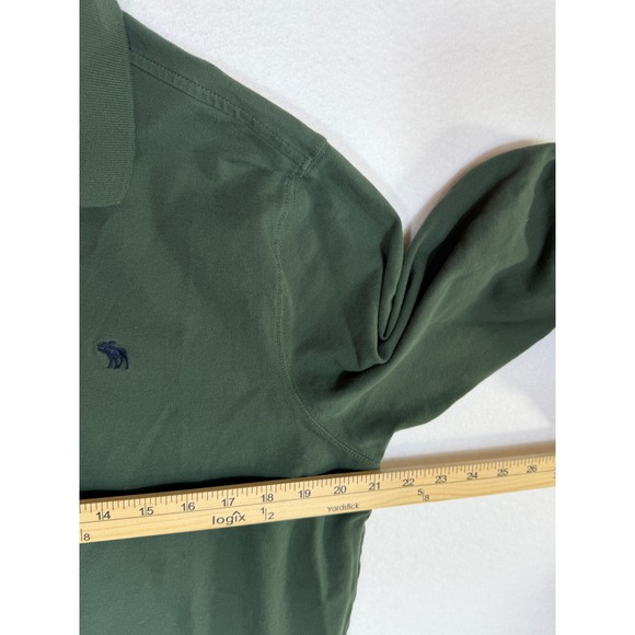Abercrombie & Fitch Y2K Mens Long Sleeve Green Polo Shirt XL Embroidered Logo - Picture 3 of 8